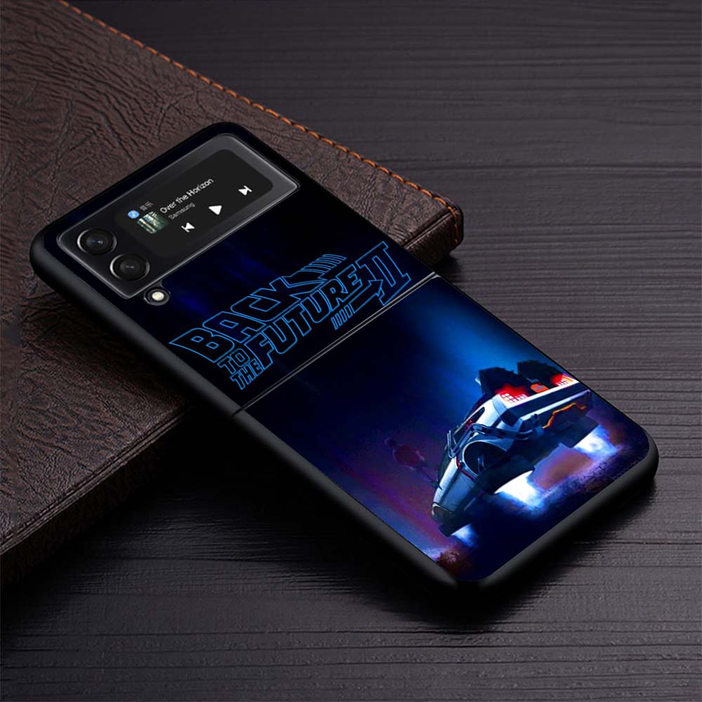 Back To The Future Time Machine Phone Case For Samsung Galaxy Z Flip3 Flip4 Flip5 Flip6 Flip7 For Z Flip 7 6 5 4 3 5G Hard Foldi