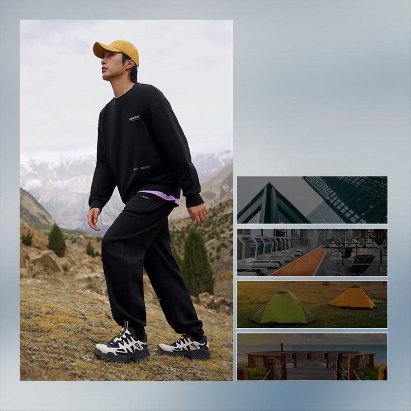 Li Ning CF Letter Print Fleece Warm Casual Cuffed Loose Knit Sports Pants Men bottoms Black AKLUD13-1