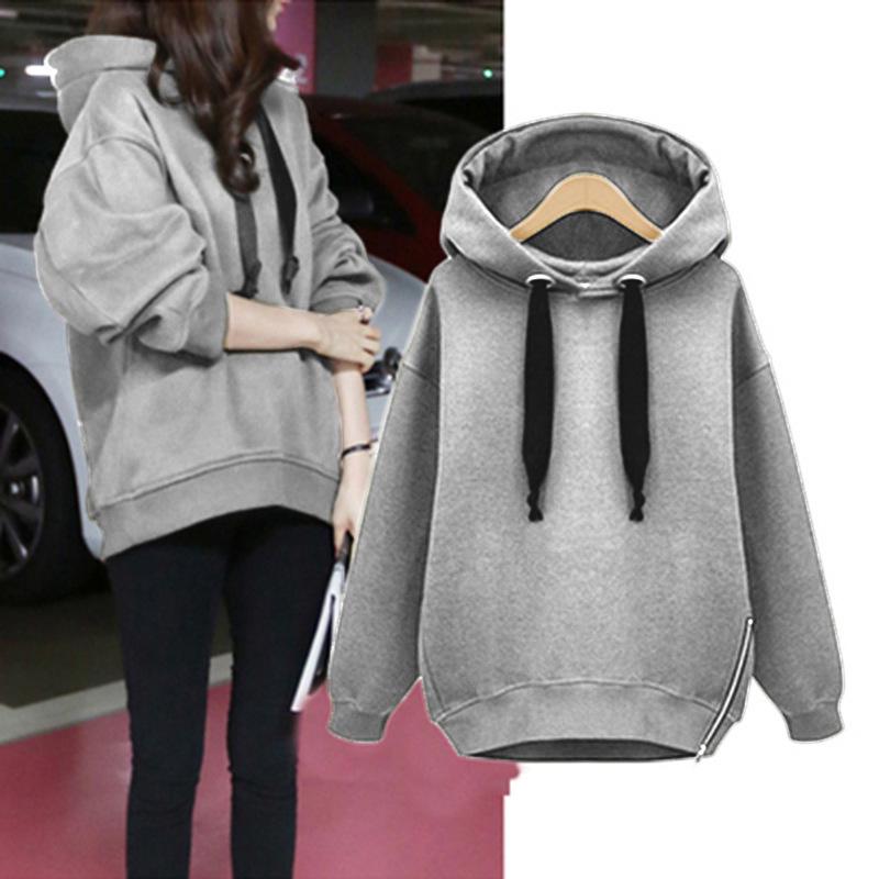 2023 Høst/Vinter Dame Koreansk Stil Fleece Hettegenser Langermet Løs Pullover Sweatshirt