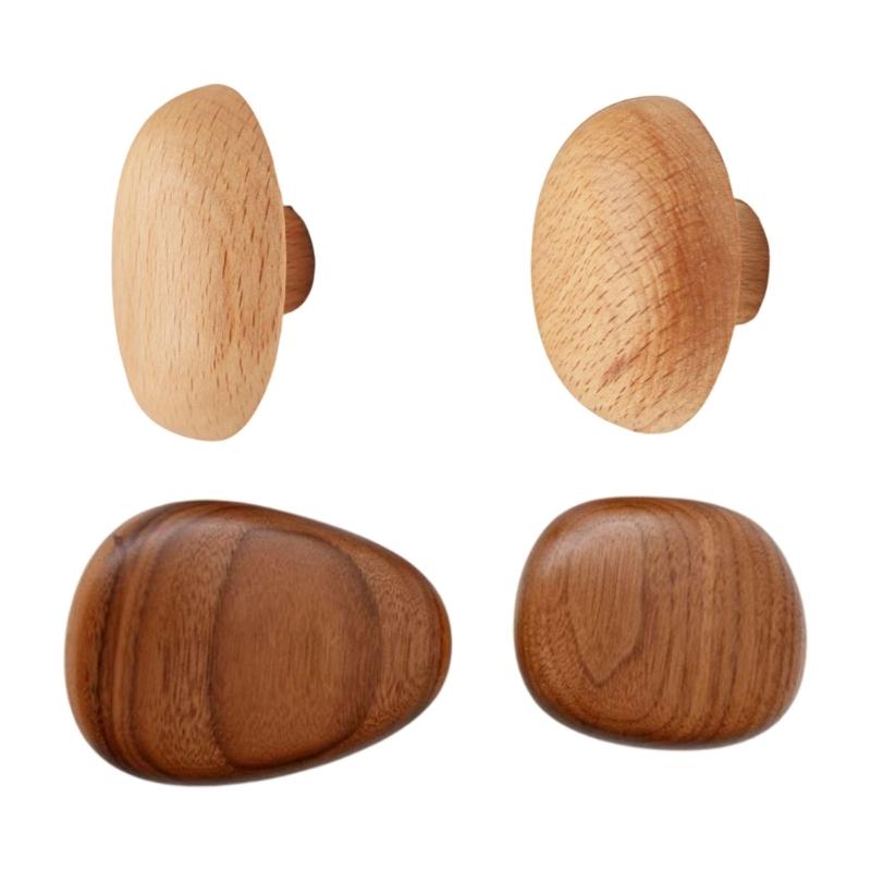 4PCS Simple Styles Wall Mount Hooks Solid & Beech Wood Multipurpose Hooks Upgrades for Hanging Clothes & Accessories