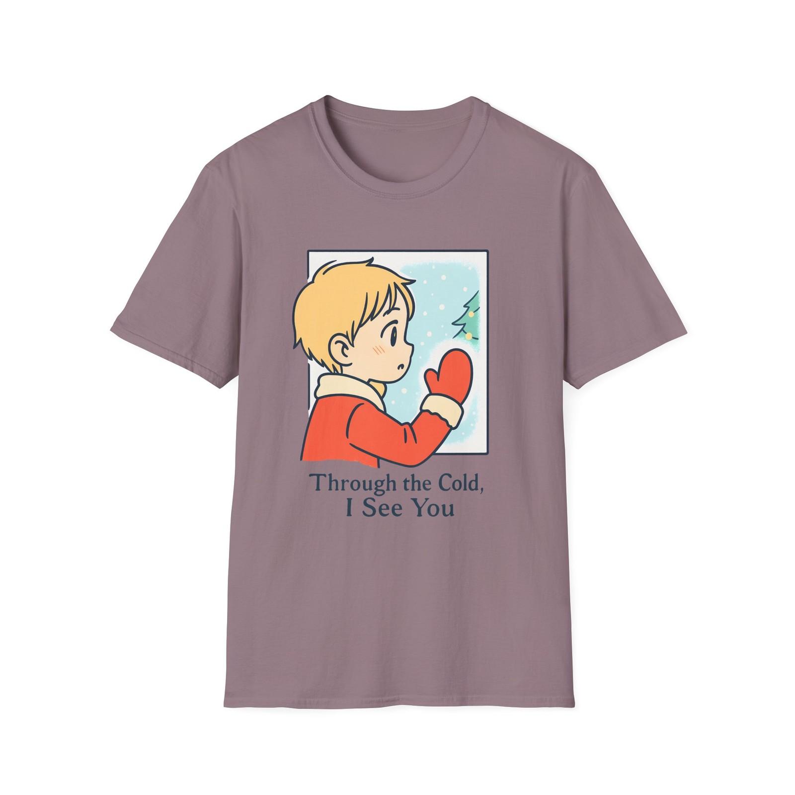 Unisex Softstyle T-Shirt Mens Womens Tees Top Child Window Mittens Snow Christmas Winter Emotional 3XL