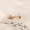 1Pc Fashionable Small Fresh Plated Leaf Synthetic Zircon Ring, Mier Feather Ring