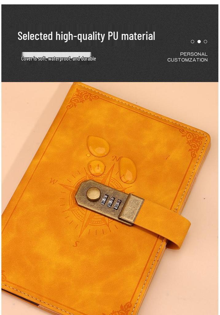 A5 Retro Password Lock Notebook Gift Box Set: Thick Creative Planner & Diary
