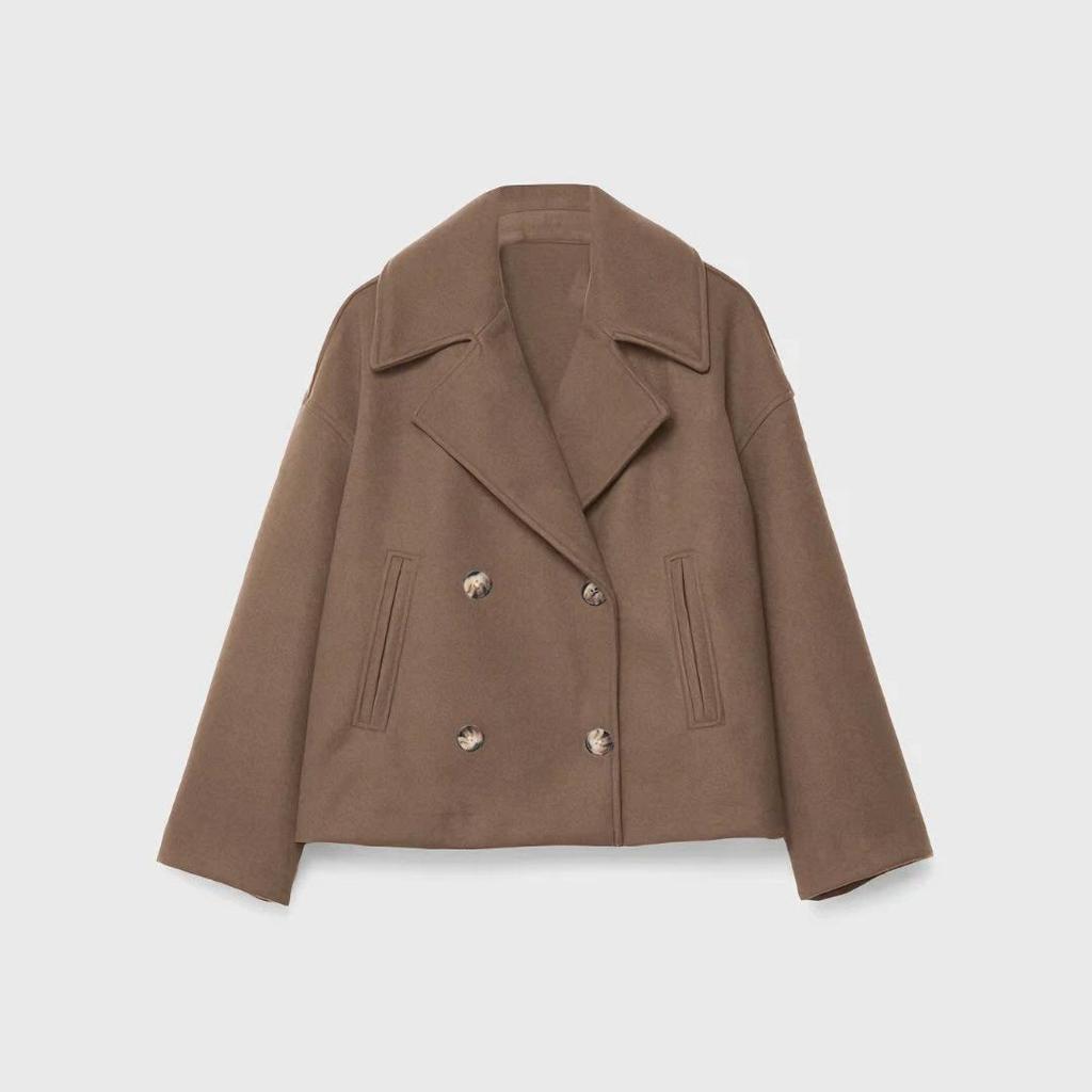 Autumn Women's Clothing European and American Style Ladies Fashionable Simple Versatile Double-breasted Short Coat
