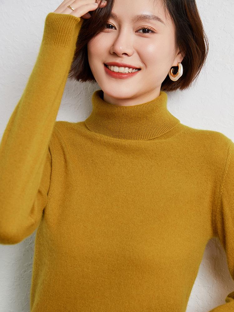Women's High Neck Cashmere Sweater - Autumn/Winter Loose Knit Plus Size Pullover