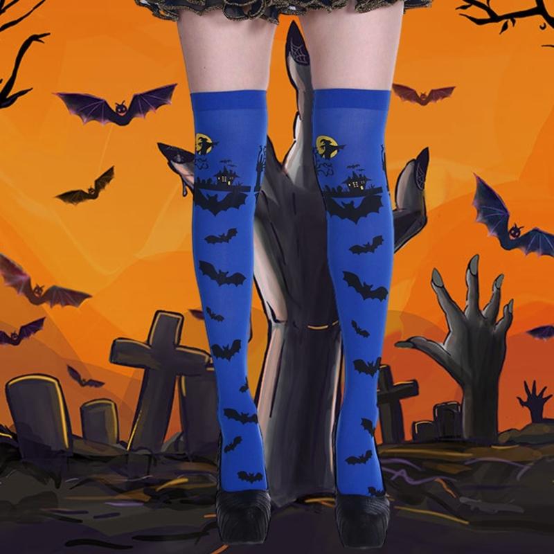1 Pair Halloween Stockings Thigh High Long Stockings Over Knee Socks Bat Socks Cosplay Festival Stockings for Women Girl