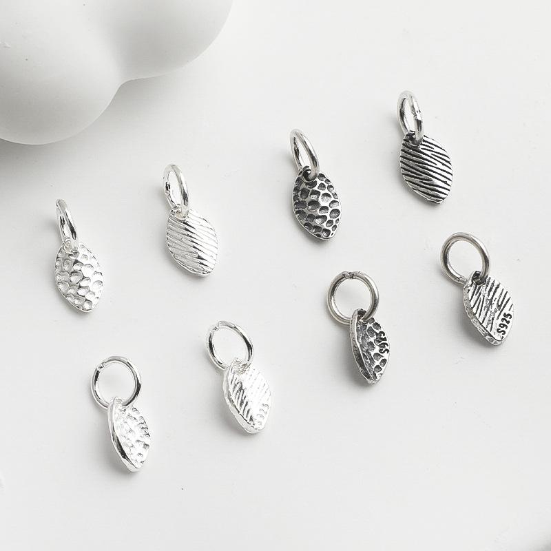 S925 Sterling Silver Leaf Pendant DIY Bracelet Necklace with Crystal Beads & Weaving Rope