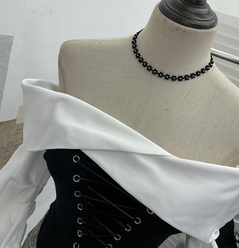 American Retro Camouflage Lace-up Pleated Shirt