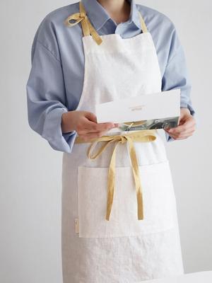 Kamomekitchen spitzer Leinen-Schürze 3 Farben