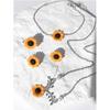 Cute Sweet Resin Flower Pendant Metal Leaves Chain Sunflower Necklace Bracelet Rings Earring Set Jewelry HUANZHI 2023 NEW