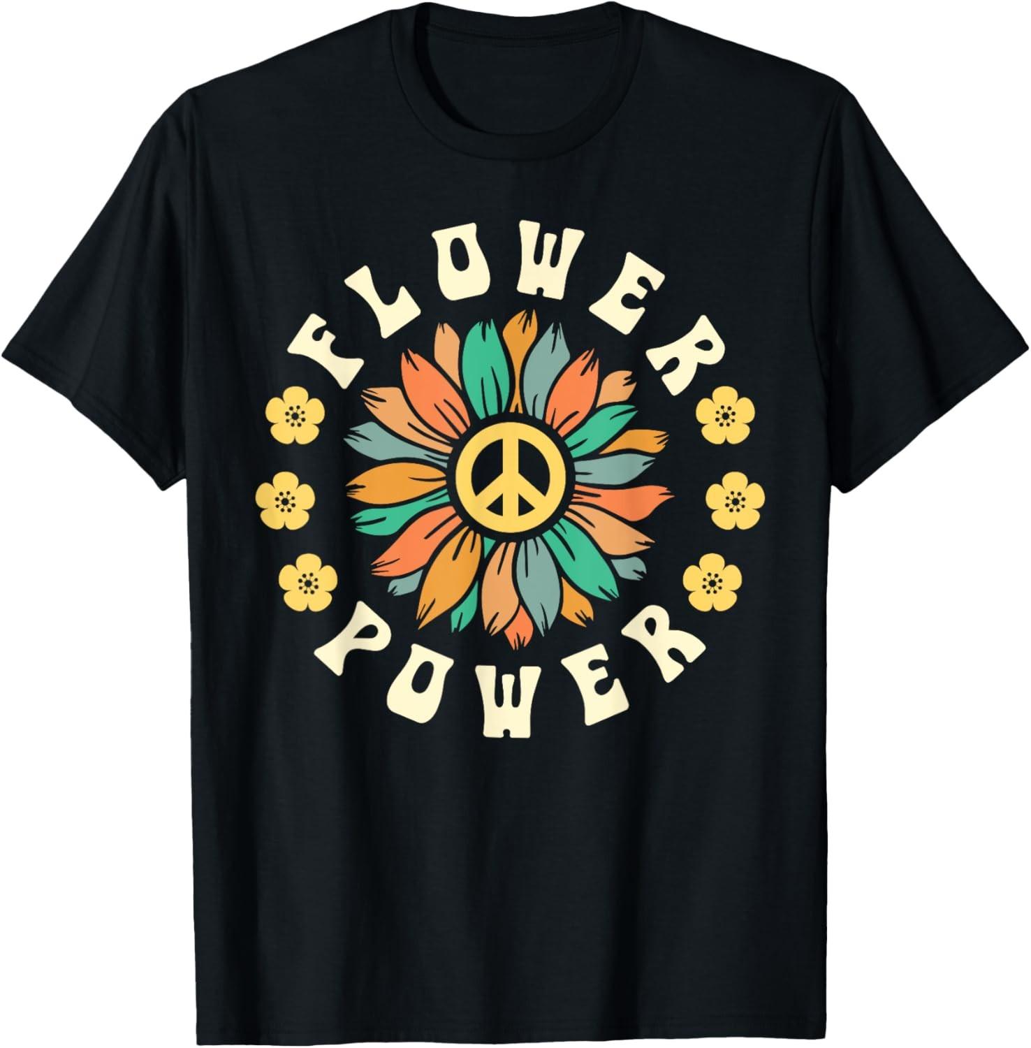 Flower Power Hippie Women Retro 60s 70s Vintage Sunflower T-Shirt S разноцветный