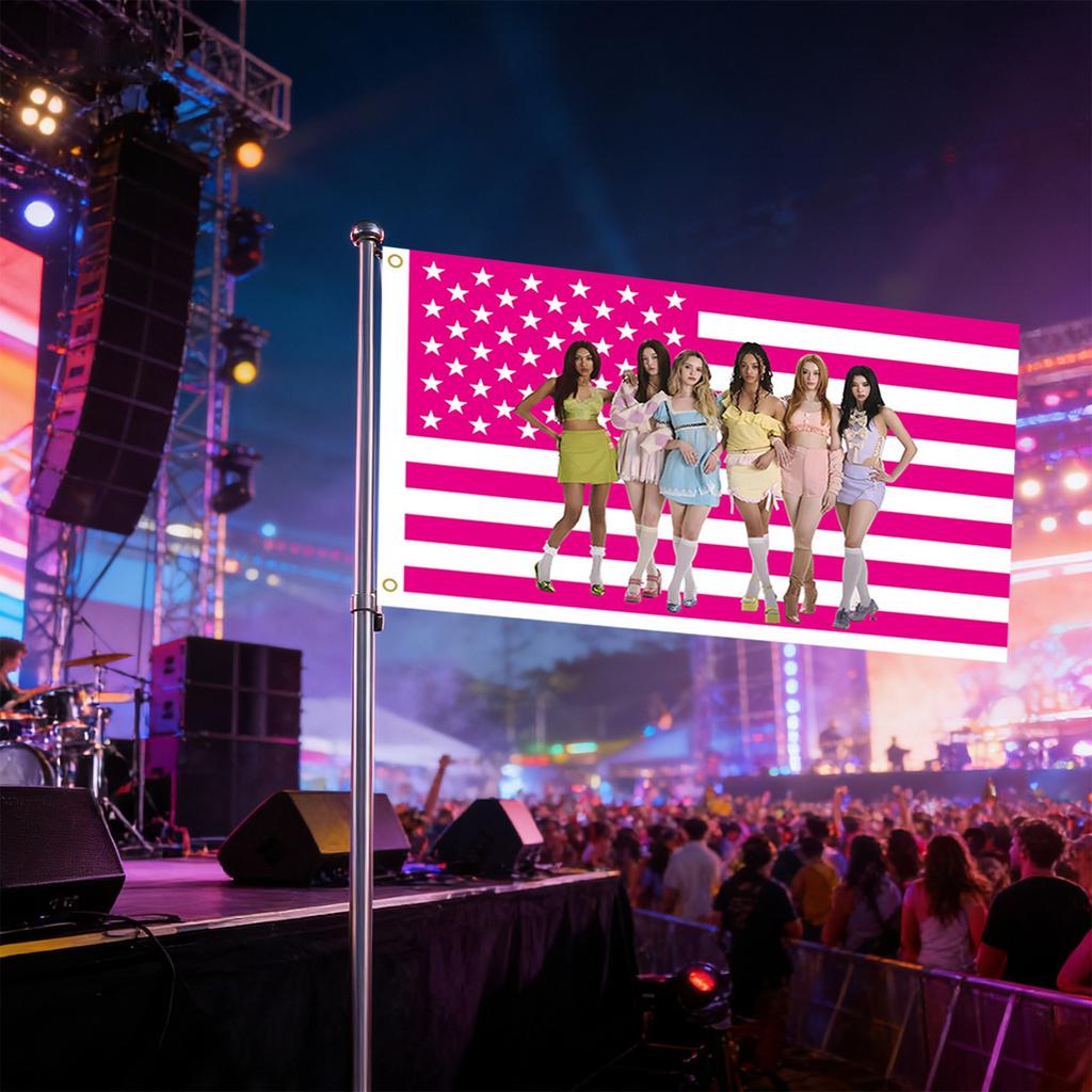 Girl Group American Flag Banner, 3x5 Ft Star Tapestry With Brass Grommets, Polyester Wall Hanging For Bedroom, Dorm, Concert & Fan Merch Decor,