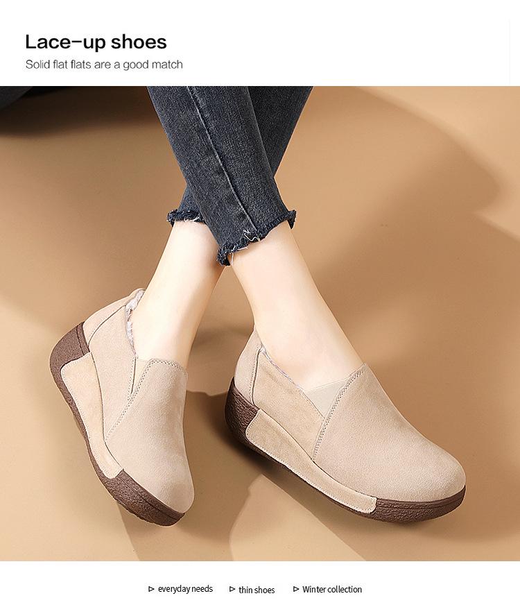Autumn/Winter Plus Velvet Warm Slip-On Shoes: Thick Sole, Heightened Design for Middle-Aged and Elderly Women