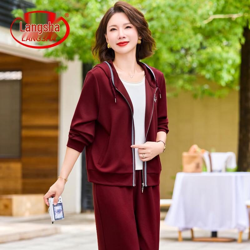 LangSha Women s Plus Size Spring/Autumn Sportswear Two-Piece Set XL