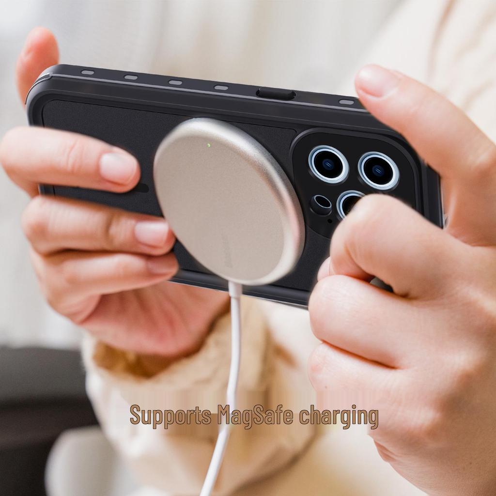 Red Pepper Magnetic Waterproof Case for iPhone 13 Pro Max - Outdoor Diving Sports Protective Cover