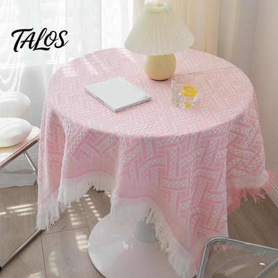 Table Pad Tablecloth Tassel Design Heat Resistant Breathable Washable Non Insulation Pilling Non-slip Cover for Dining Room