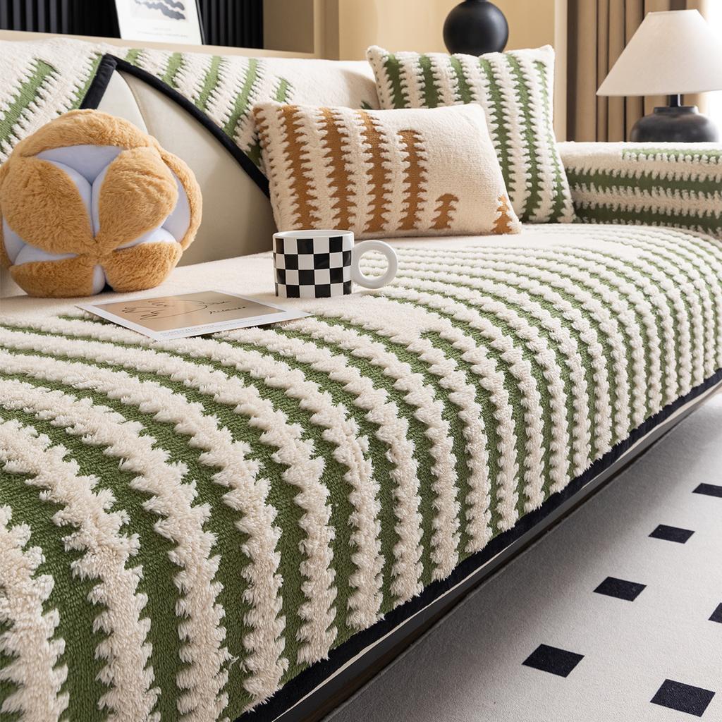 Premium Plush Sofa Cushion Autumn And Winter New Winter Thickened Straight Row Sofa Seat Cushion Non-Slip Cover Cover Cloth
