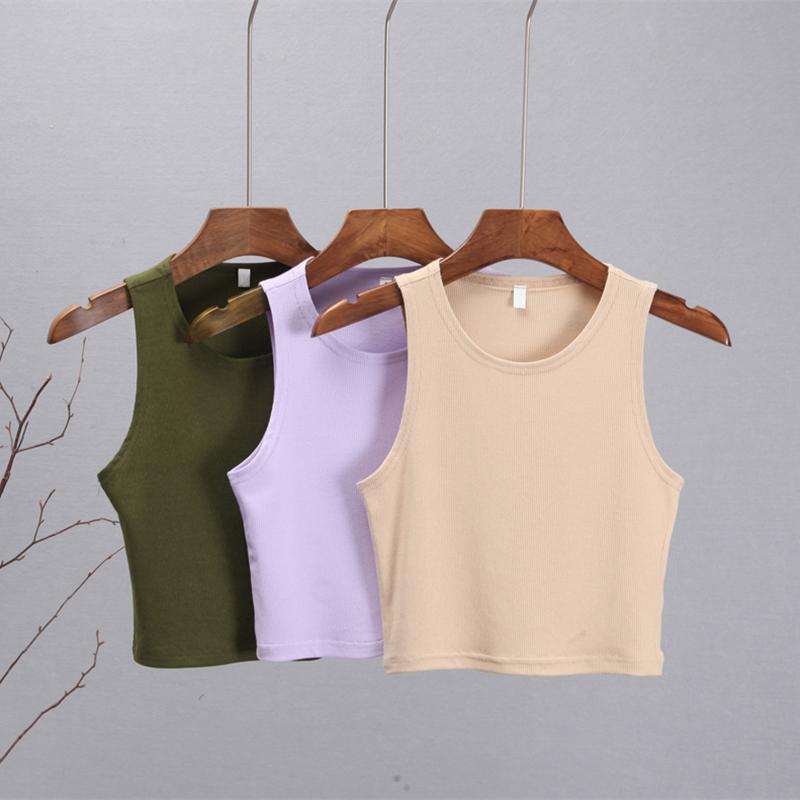 Hirsionsan Summer Solid Short O Neck Knitted Tank Women Casual Skinny Camis Vest Female Sleeveless Shoulderoff Sexy Tops