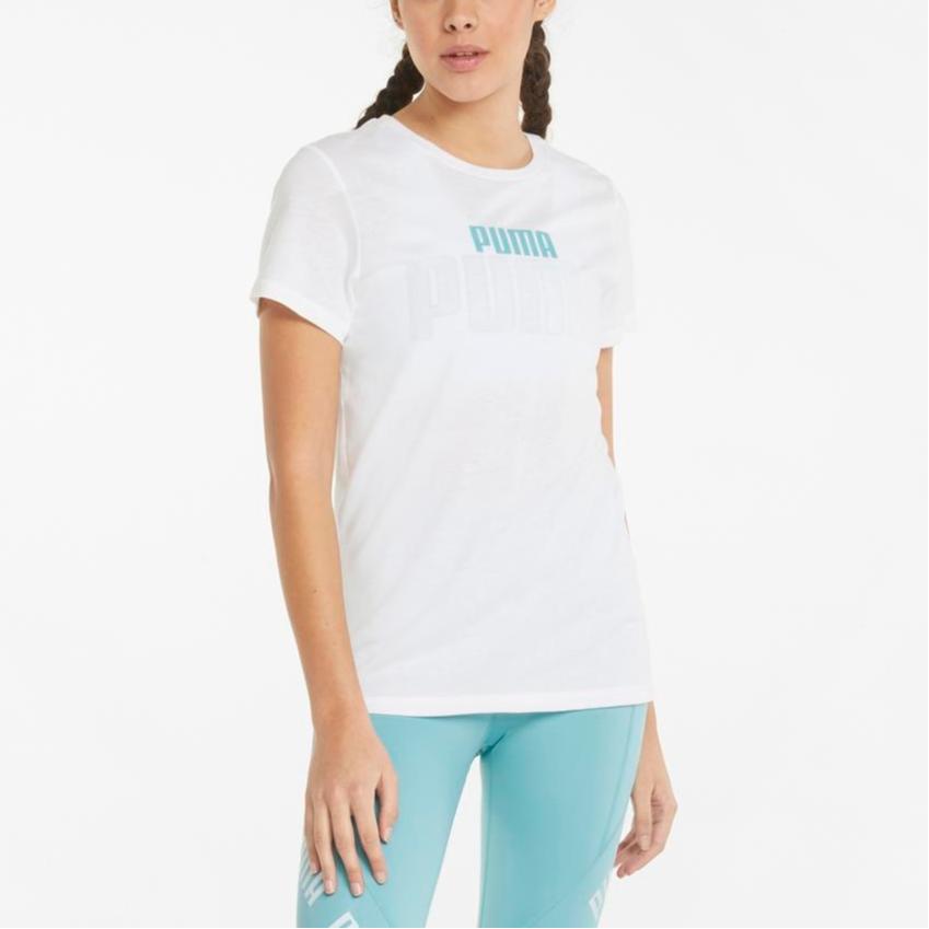 Puma Train Logo Short Sleeve Round Neck Comfortable Fashionable Versatile T-Shirt Women Tops White 52163402