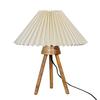 38.1 cm Wood Tripod LED Table Lamps, Rustic Dimmable Bedside Lamp with Linen Beige Lampshade, Nightstand Lamp for Nursery, Bedroom, Kid Room