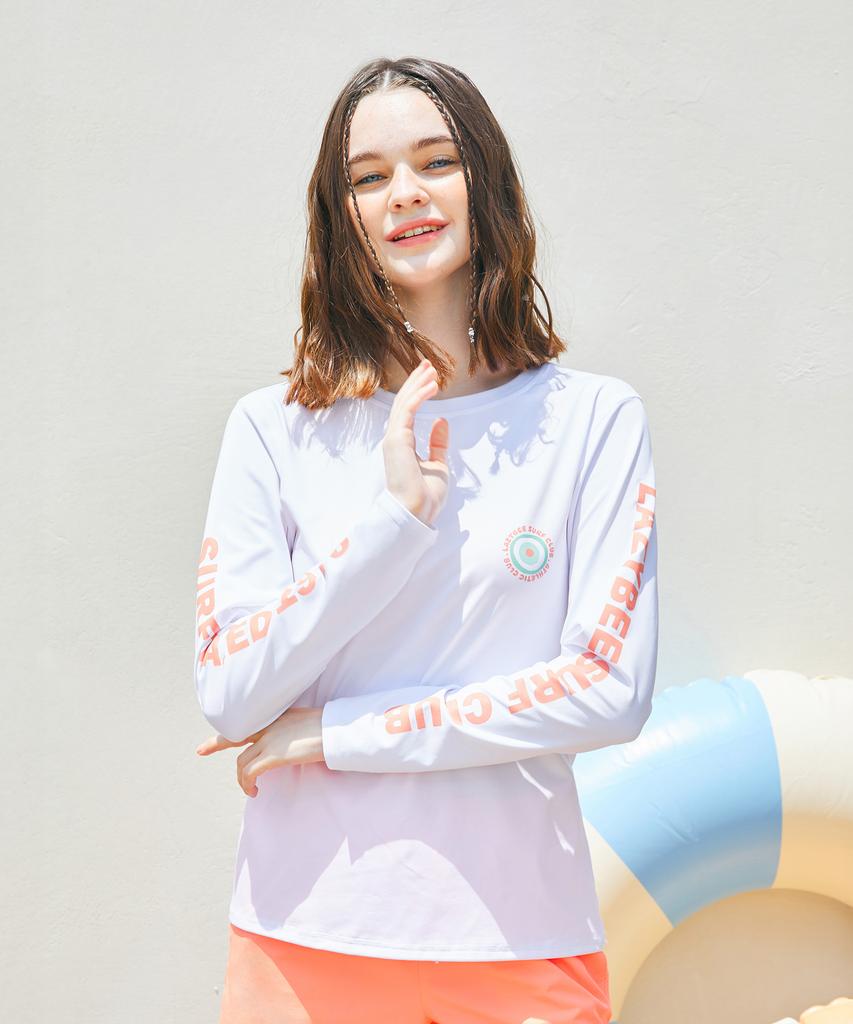 Leijibi Dry Cooling Lettering Loose Fit Long Sleeve Rash Guard W (3 Colors) (Type A)