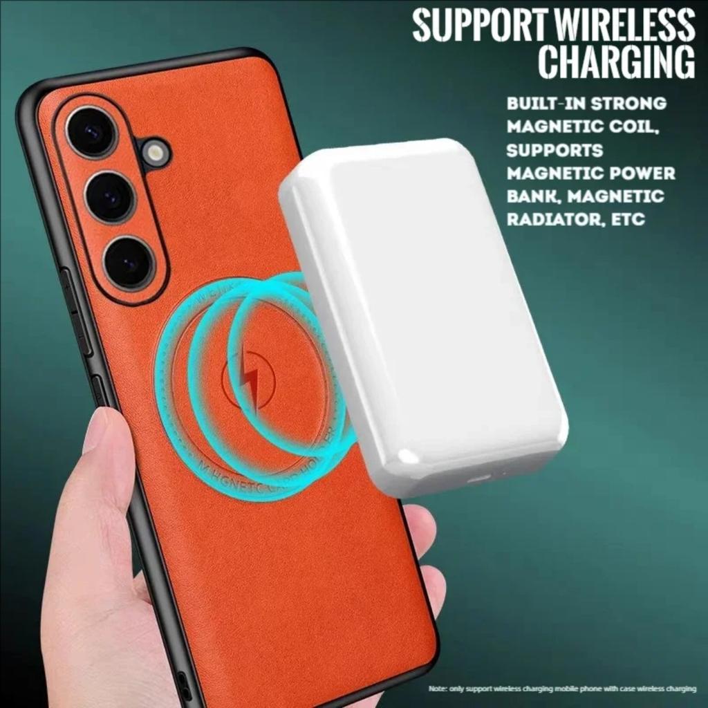 New Magnetic Leather Case For Samsung Galaxy S25 Ultra Plus Wireless Charging Phone Cover For Samsung S24 S23 S22 S21 Ultra Plus