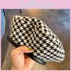 Houndstooth Beret Classic Womens Flat Top Hat In Black Edition Summer
