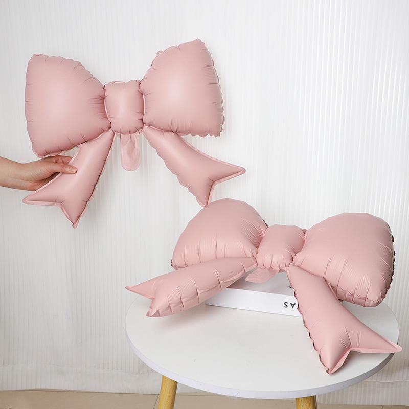 5pcs Baby Pink Bow Balloon Bow Tie Shaped Foil Balloon for Wedding Anniversary Kids Birthday Party Decoration Girls Baby Shower