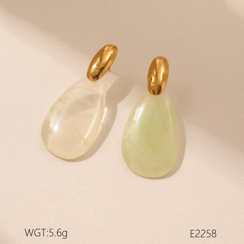 High-End European & American Retro Stainless Steel Resin Earrings
