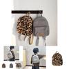 Chic Breathable Plush Leopard Print Backpack For Children In Grey And Tan