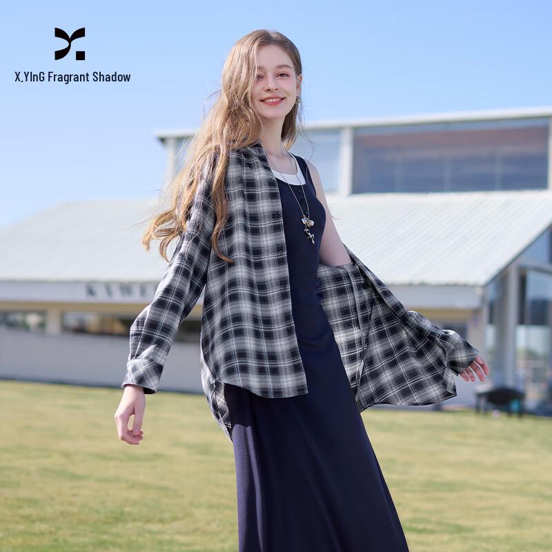 Women s College Style Retro Plaid Long Sleeve Shirt M