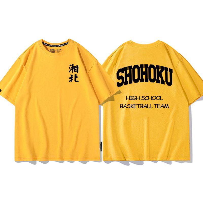 Cool anime Slam Dunk cartoon short-sleeved T-shirt for men summer front and back print loose clothes around Yukawa Kaede