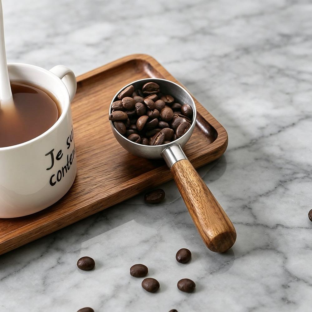 Stainless Steel Wood Handle Coffee Scoop 30ML Coffee Bean Spoon Coffee Measuring Spoon Baking