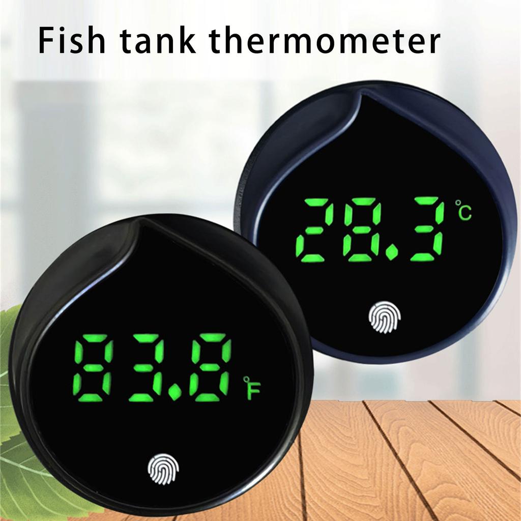 LED Fishtank Thermometers Small Size Temperature Measuring Meter with LED-Screen Stick On for Tanks