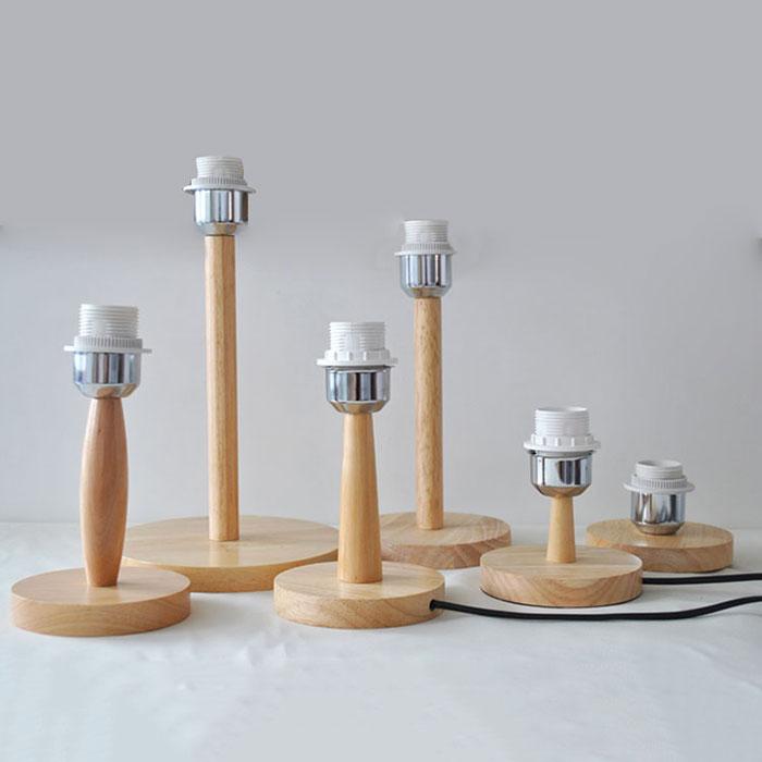 Circular Solid Wooden Base Holder with Cord on off switch for Table Lamp,Plug in E27 Lamp Bedside Lamp Holder for Home Lighting