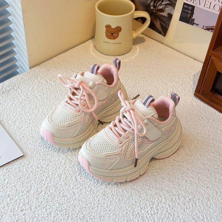 

Children s shoes sports shoes 2025 new spring and autumn boys shoes girls dad shoes breathable mesh shoes big children s tide 37 розовый
