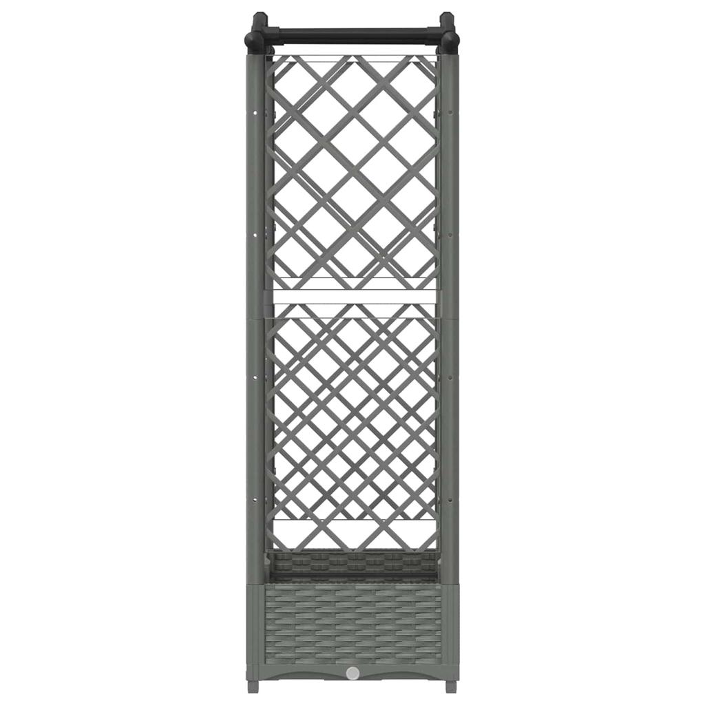 Raised Garden Bed with Trellis and Hanging Roof Light Grey 124 X 40 X 125 Cm PP