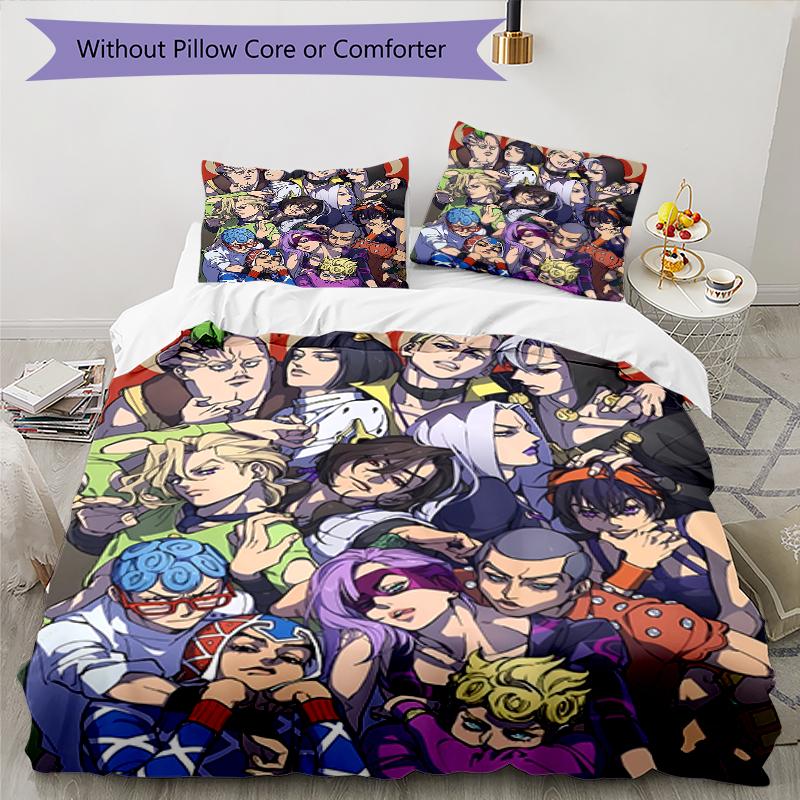 3pcs JoJo's Bizarre Adventure1 pattern bedding set duvet cover set includes duvet cover &pillowcases, perfect all season bedroom decoration & gift