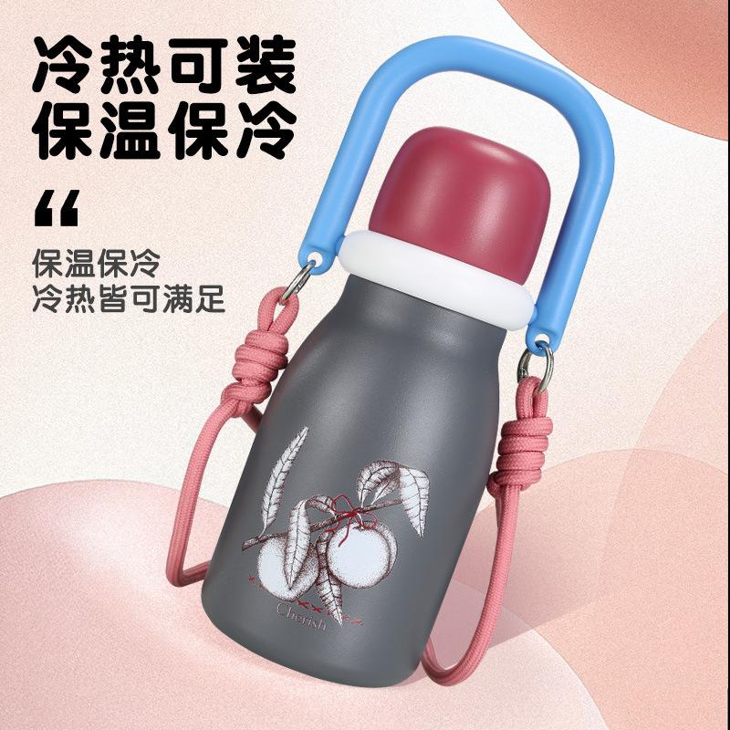 Water bottle fruit ceramic thermos cup portable straw cup handle large capacity water cup stainless steel