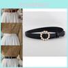 Elegant Women's Pu Jeans Belt Featuring Retro Pearl Accents In Various Colors And Unique Designs For Fashion Lovers