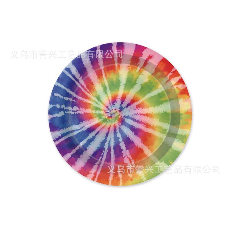 Tie-Dye Theme Party Tableware Paper Plates Paper Towels Birthday Supplies Colorful Rainbow Disposable Birthday Party