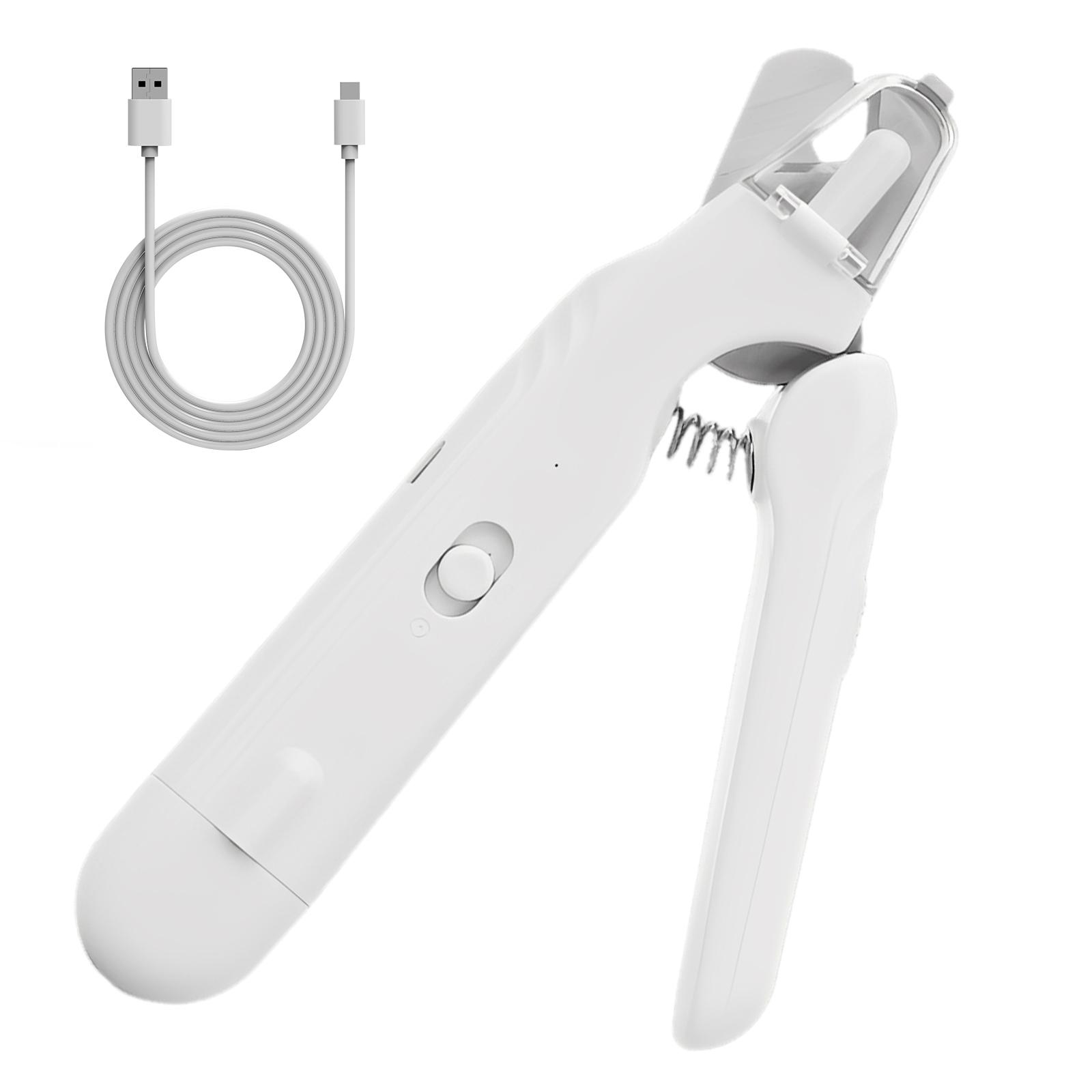 

2-in-1 Electric Pet Nail Grinder with LED Light 200mAh Pets Claw Trimmer W/ Splash Guard for Cats Small Medium and Large Dog белый