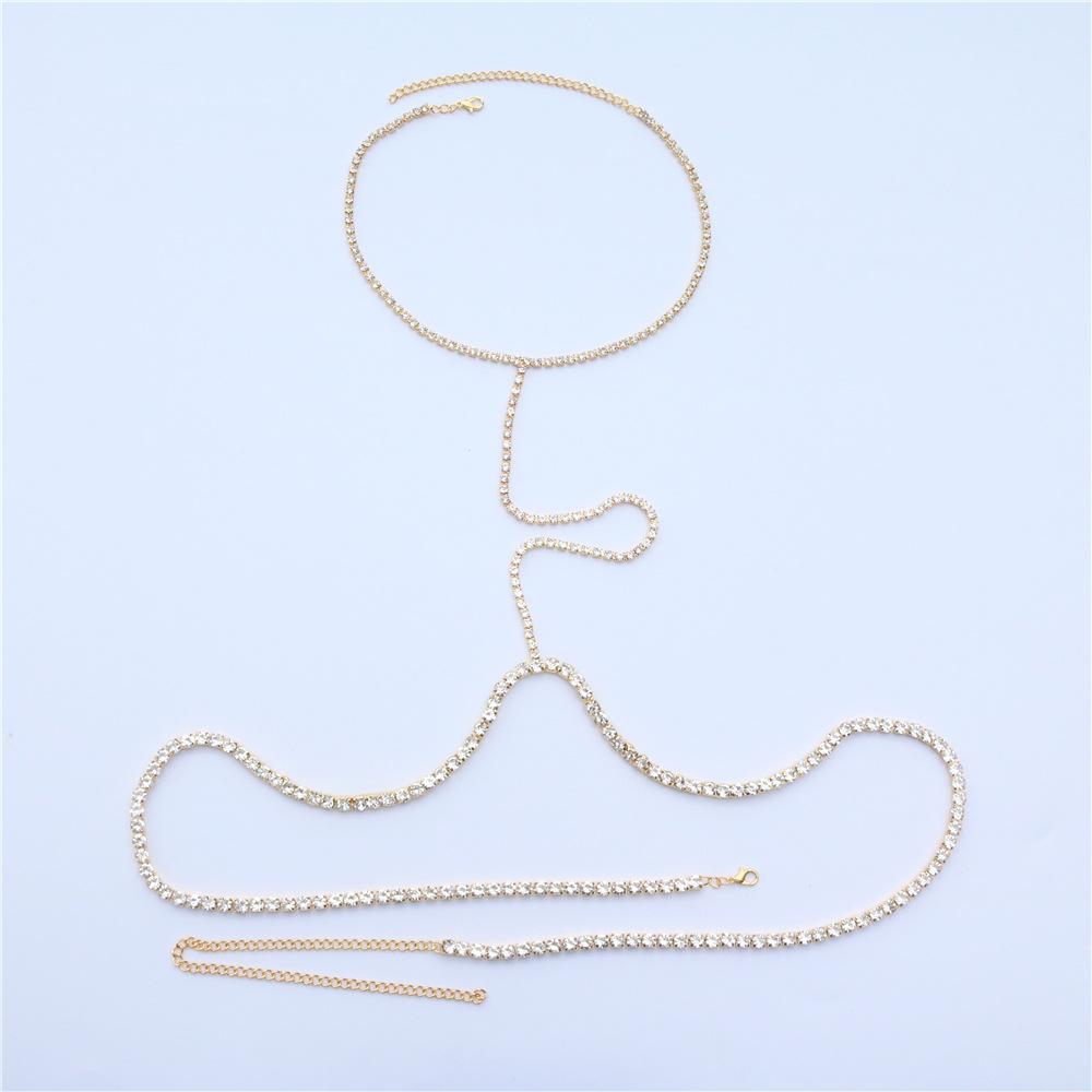 

European And American Novel Splicing Curved Rhinestone Chest, Party Full Of Diamonds Sexy Body Chain Body Chain Women S Body Chain