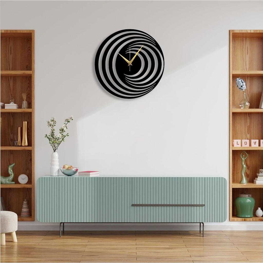 Large Size Clock & Wall Ornament/Metal Outdoor Wall Clock for Bedroom, Office -Black