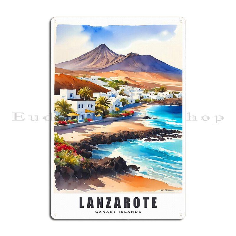 

Лансароте Канарські острови Іспанія Ілюстрована карта з визначними місцями та основними моментами Метал Вечірка Вітальня Залізо Дизайн Паб Бляшана вивіска Постер 30x40cm(11.8x15.7inch)