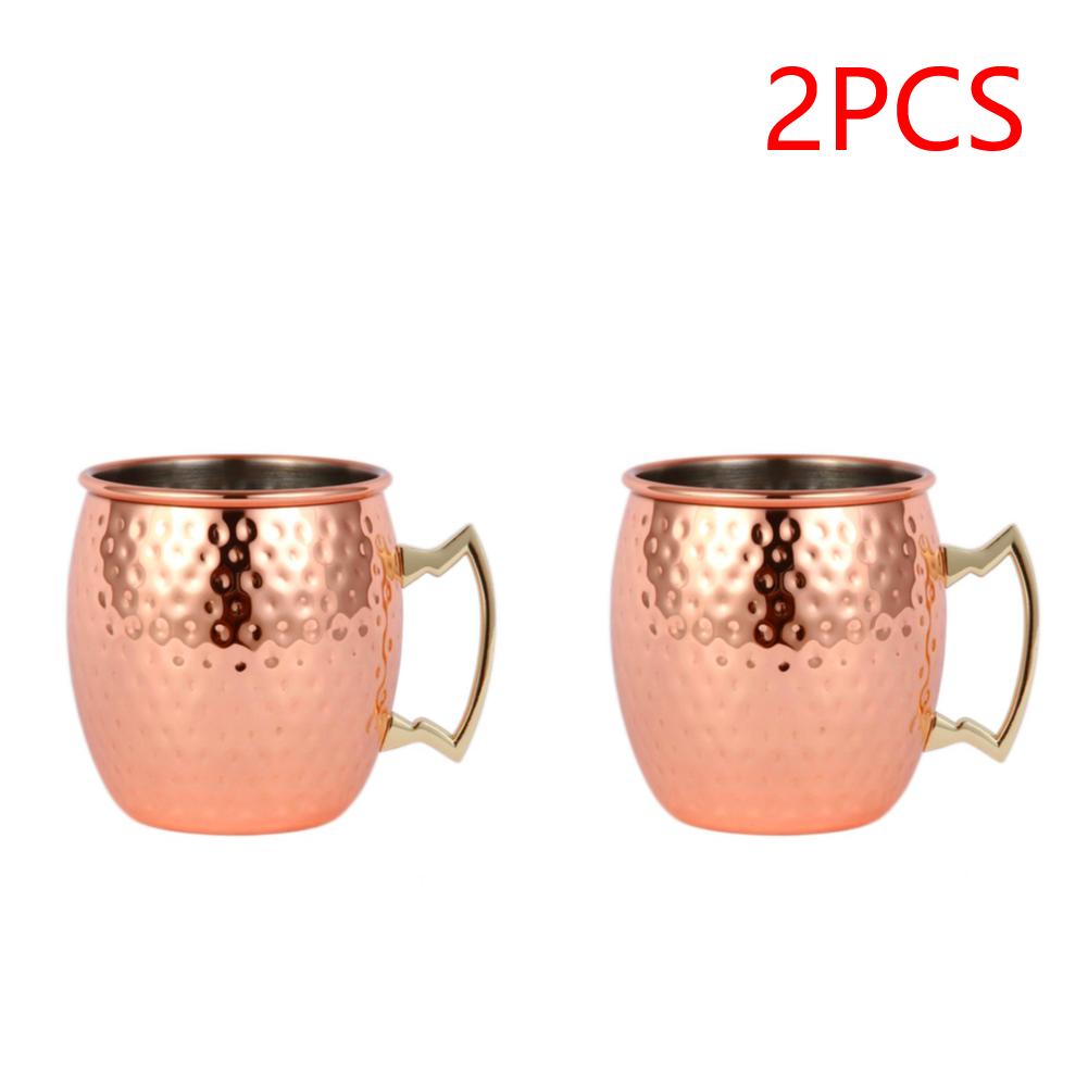 Mug Drum-Type Beer Cup Coffee Water Glass Drinkware Champagne Stainless Steel Copper Plated Goblet Anti-fall Glass Cocktail