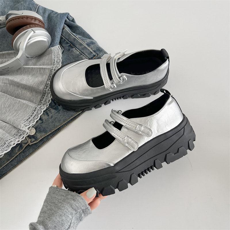 Fashion Comemore Mary Jane Leather Shoes British Style Thick Bottom Round Head Women's Shoes Spring Autumn Fashion Pumps Shallow Loafers