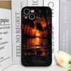 Creative Sunset Beach Wave Coconut Palm Landscape Phone Case for iPhone 17 16 Pro Max 15 14 13 12 11 Mini X 7 8 Plus Hard Cover
