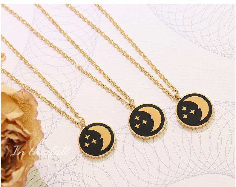 European-American Star Moon Pendant Necklace with Real Gold Electroplating – Simple Style Clavicle Chain Accessory