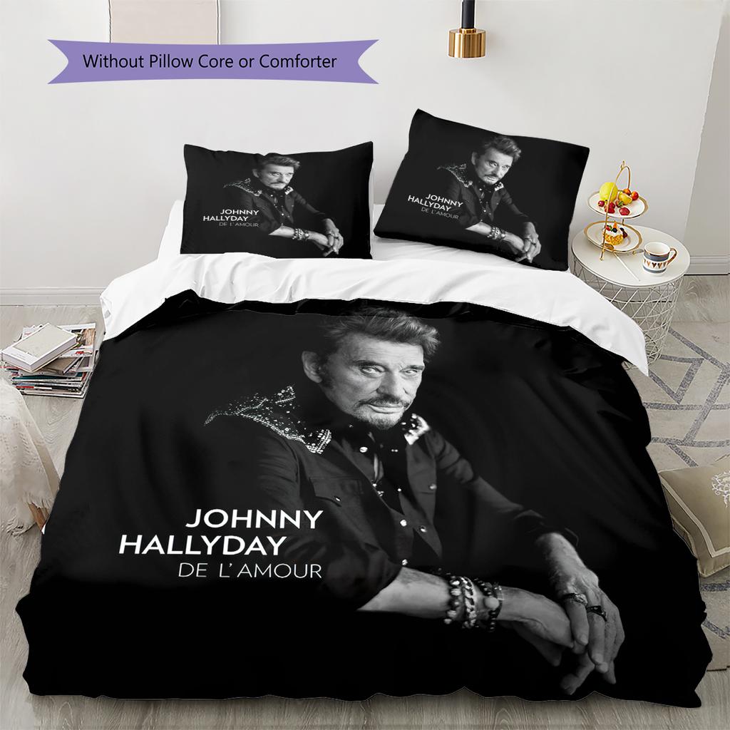 1PC Johnny Hallyday pattern Bedding Quilt Set Quilt Cover Pillowcase Home Decoration Birthday Gift (1 * duvet cover + 19 * pillowcase, without core)